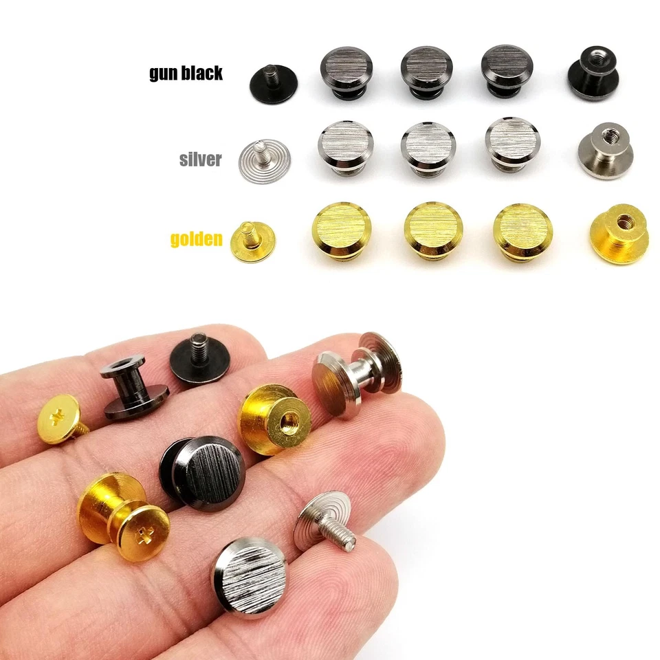 Brass Flat Round Head Stud Screwback Leather Bag Belt Chicago Screw Nail Rivet - Image 1 of 4