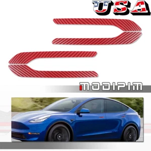 Red For Tesla Model 3 Y Accessories Carbon Fiber door Handle Cover Sticker Decal - Foto 1 di 9