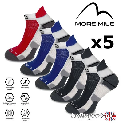 MENS RUNNING SOCKS SPORTS CUSHIONED SPORTS SOFT MORE MILE MIAMI RUN SOCK 5 PAIRS - Image 1 of 4