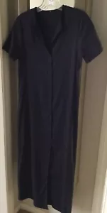PETER COHEN NAVY STRETCH LINEN SHORT SLEEVE DRESS SZ P - Picture 1 of 6