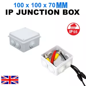 10X IP55 PLÁSTICO RESISTENTE A LA INTEMPERIE CAJA DE CONEXIONES 100X100X70 MM CCTV EXTERIOR - Imagen 1 de 3