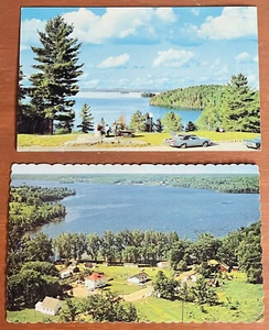 LOT OF 2 VTG POSTCARDS: CROW LAKE ONTARIO CANADA Grocery Rideau Scenic Aerial - Picture 1 of 6