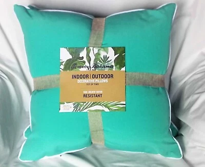 NEW TOMMY BAHAMA 2 Turquoise Outdoor Throw Pillows Mildew Fade Water Resistant - Image 1 of 4