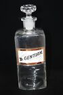 Glass Apothecary Jar Bottle & Stopper Metal Label 10" Tr. Gentian Tincture 
