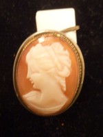 ANTIQUE 800  sterling SILVER SHELL CAMEO PIN OR PENDANT BROOCH