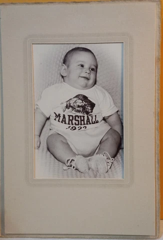 Vtg 1960's Baby Wearing Marshall University Thundering Herd Shirt Photo Cover
