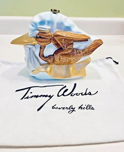 NEW TIMMY WOODS RARE WHITE "STORK" HAND CARVED PURSE CLUTCH MINAUDIERE BABY BOY - Picture 1 of 10