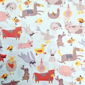 Childrens Fabric - Farm Animals on Sky Blue - Polycotton Craft Fabric Material - Picture 1 of 6