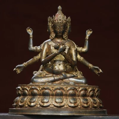 Cobre barro oro [diamante denso] alegre estatua de Buda escultura Foto 1 de 4