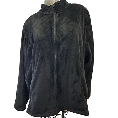 Women’s Made For Life Black Full Zipper Thick Velour Lightweight Short Jacket 3X - Image 1 of 4