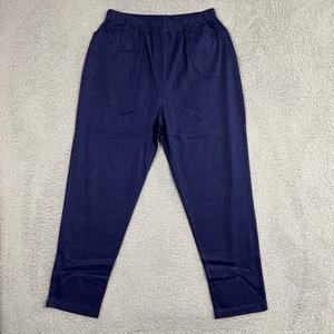 Only Necessities Pull On Pants Womens Large Blue Cotton Blend Knit Elastic Waist - Picture 1 of 24
