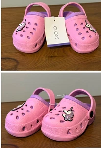 Pink/Blue TODDLER Girl UNICORN CHARMS CLOGS - Size Small (5/6) -NWT - Picture 1 of 8
