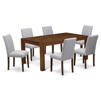 East West Furniture Lismore 7-Piece Wooden Dining Set in Antique Walnut/Gray - Image 1 of 4