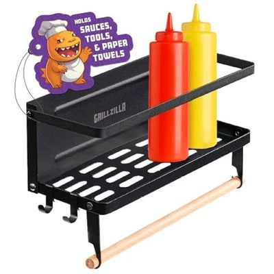 MAPLEFIELD Grill Armory - Magnetic Grill Caddy - BBQ Shelf Organizer and Tool Holder