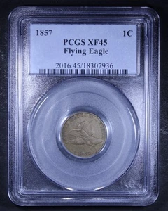 1857 Flying Eagle Cent - 1c PCGS XF45 - Sharply Struck! - Picture 1 of 4
