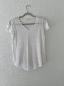 Top para mujer Eileen Fisher clásico blanco cuello en V lino orgánico talla XS - Imagen 1 de 8