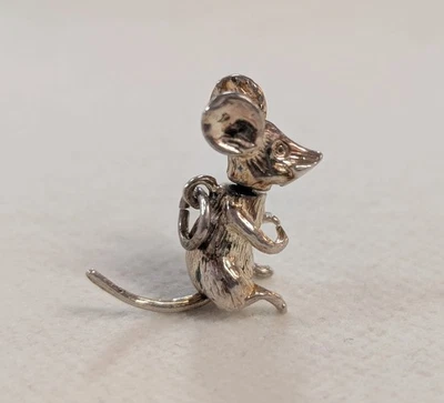 Vintage Mouse Charm Sterling Silver Articulated Pendant  - Image 1 of 4