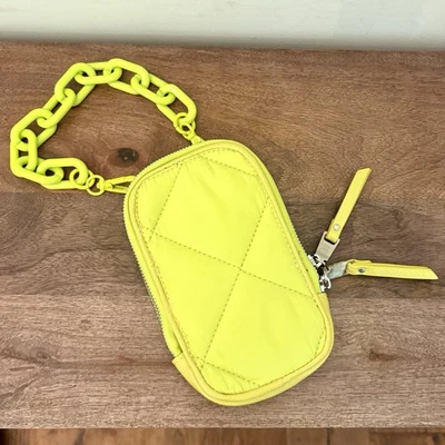 Y2K Steve Madden Acolchado Muñequera Cartera Monedero Amarillo Citrón Cadena Años 90 Regalo Nuevo sin Etiquetas Foto 1 de 4