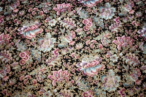 HEAVILY GILDED BRIGHT PINK AND BLUE FLOWERS - CANTERBURY - 100% COTTON FABRIC - Picture 1 of 5