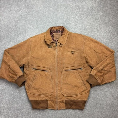 Leather Flying Jacket Adult Medium Brown Bomber Military Aviator USA Flight Men* - Image 1 of 4