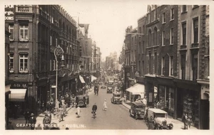 Grafton Street Dublin Ireland RP Postcard Old Cars Advertising Shell Woolworths  - Picture 1 of 2
