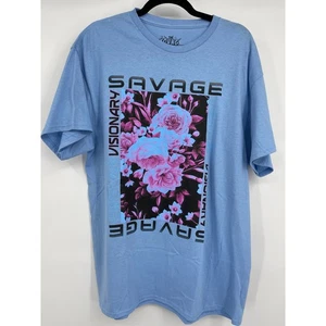 The Young and Wild Savage blau Grafik TShirt kurzarm Herren Größe Large NEU - Bild 1 von 8