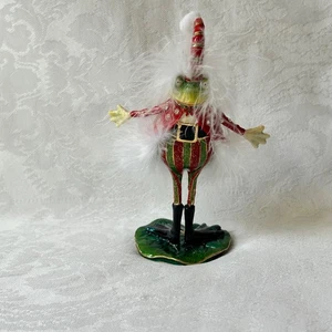 Caja con joyas Dept 56 Krinkles de Patience Brewster/Mackenzie Childs SANTA FROG - Imagen 1 de 11