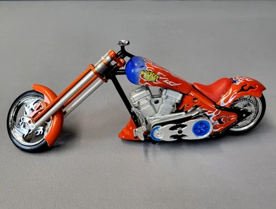 Vintage Boley Monster Chopper 1:12 Die-Cast Motorcycle Toy Model Orange Flames - Image 1 of 4