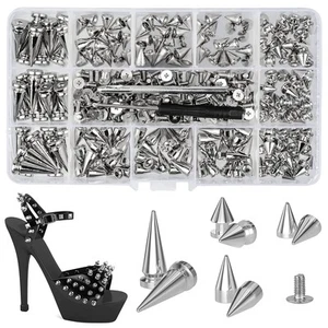 Cone Spikes for Clothing, Punk Studs, DIY Leathercraft, Dog Collars, Belts, Bags - Picture 1 of 7