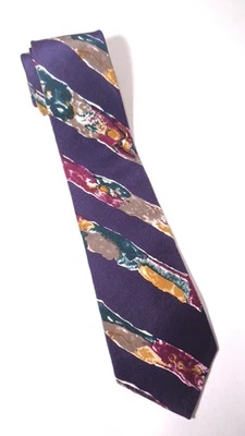 Corbata para hombre CEZANI 100 % seda italiana diseñador EE. UU. RESUMEN púrpura/azul usada en excelente estado Foto 1 de 4