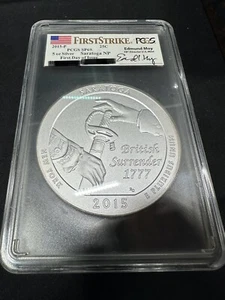PCGS SP69 2015-P 5oz SILVER SARATOGA NP FIRST DAY EDMUND MOY Saratoga Surrender - Picture 1 of 2