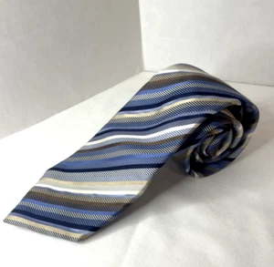 Van Heusen Long Men's Necktie Hand Made Multicolor Diagonal Striped 100% Silk - Picture 1 of 10