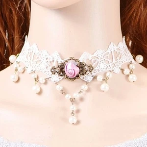 Gargantilla/collar de encaje blanco. De colección-Retro-Gótico-Emo. Vestido de boda, fiesta, N1007 - Imagen 1 de 1