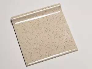 Vtg 1 pc ATCO Ceramic Cove Edge Tile Beige w/brown specks gloss 4 1/4" sq. - NEW - Picture 1 of 3