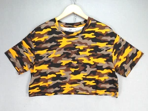 Camouflage Cropped T Shirt FB Sister Top Short Sleeve Cotton Teen Girls Size S - Picture 1 of 13