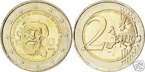 manueduc  2 EUROS 2012 FRANCIA Abbé Pierre NUEVOS CONMEMORATIVA - Picture 1 of 1