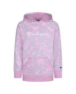 NWT CHAMPION Big Girls Paisley Script Fleece Hoodie, Sizes: L, XL - Picture 1 of 6