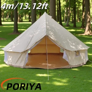 PORIYA Hiking Outdoor 4M Canvas Bell Tent 4-Season Waterproof Camping Yurt Tent - Picture 1 of 13