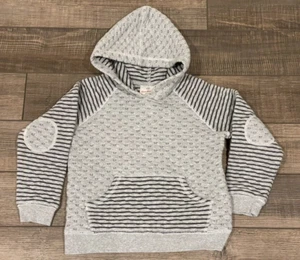 Hanna Andersson Pullover Hoodie Quilted Gray Hearts Girls Size 8 - Picture 1 of 9