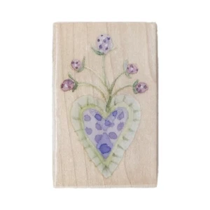 All Night Media 990FO3 "HEART VASE WITH FLOWERS" Wood Mounted Rubber Stamp NEW - Picture 1 of 2