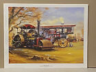 Steam Traction Rally art print Aveling Roller with Fowler Showman's Locomotive