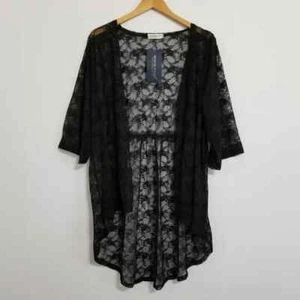 NWT Anna Kaci Black Lace Kimono Blouse Swim Coverup Top Size XL - Picture 1 of 9