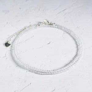 Clear Quartz Choker Delicate Stone Beads Necklace White Crystal Dainty Choker - Picture 1 of 4