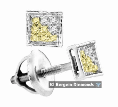 Brincos quadrados unissex de diamante natural 0,05 ct YW 925 esterlina parafuso traseiro 5x5 mm - Imagem 1 de 4