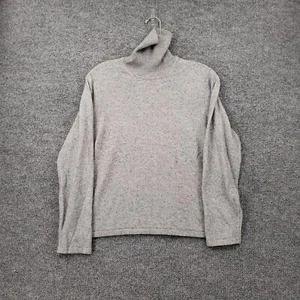 Petite Sophisticate Sweater Womens Large Gray Silk Cashmere Turtle Neck Pullover - Picture 1 of 11