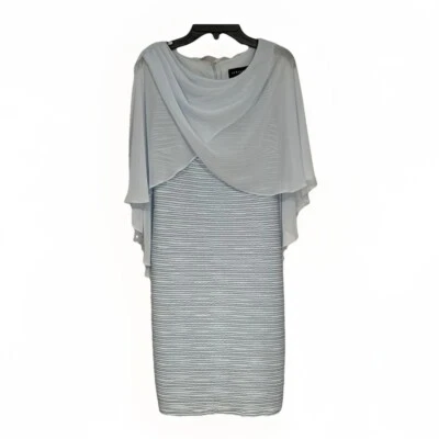 Scarlett Light Blue Silver Ruffle Cape Dress Size 4 Mother Of The Bride Groom - Image 1 of 4