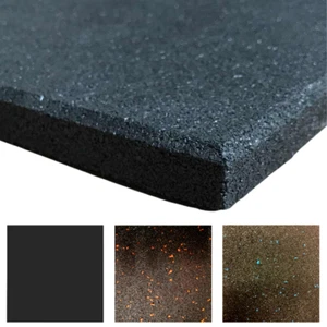 Rubber Heavy Duty Gym Mat Floor Tiles Non-Slip Noise Reduction 1M x 1M - Picture 1 of 33