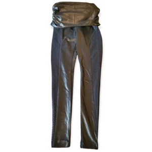 Koral Lustrous Mesh Faux Leather Maternity Leggings - Picture 1 of 10