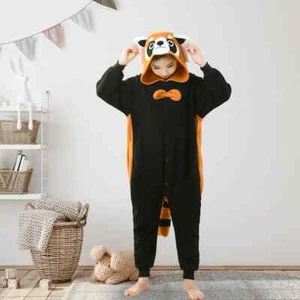 Red Panda One-piece Pajamas For Kids Unisex Cosplay Costume Winter Soft Homewear - Picture 1 of 35