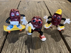 California Raisins Fast Food Toys Hardees Lot of 3 Surf Skate Extreme Vtg 1988 - Picture 1 of 5